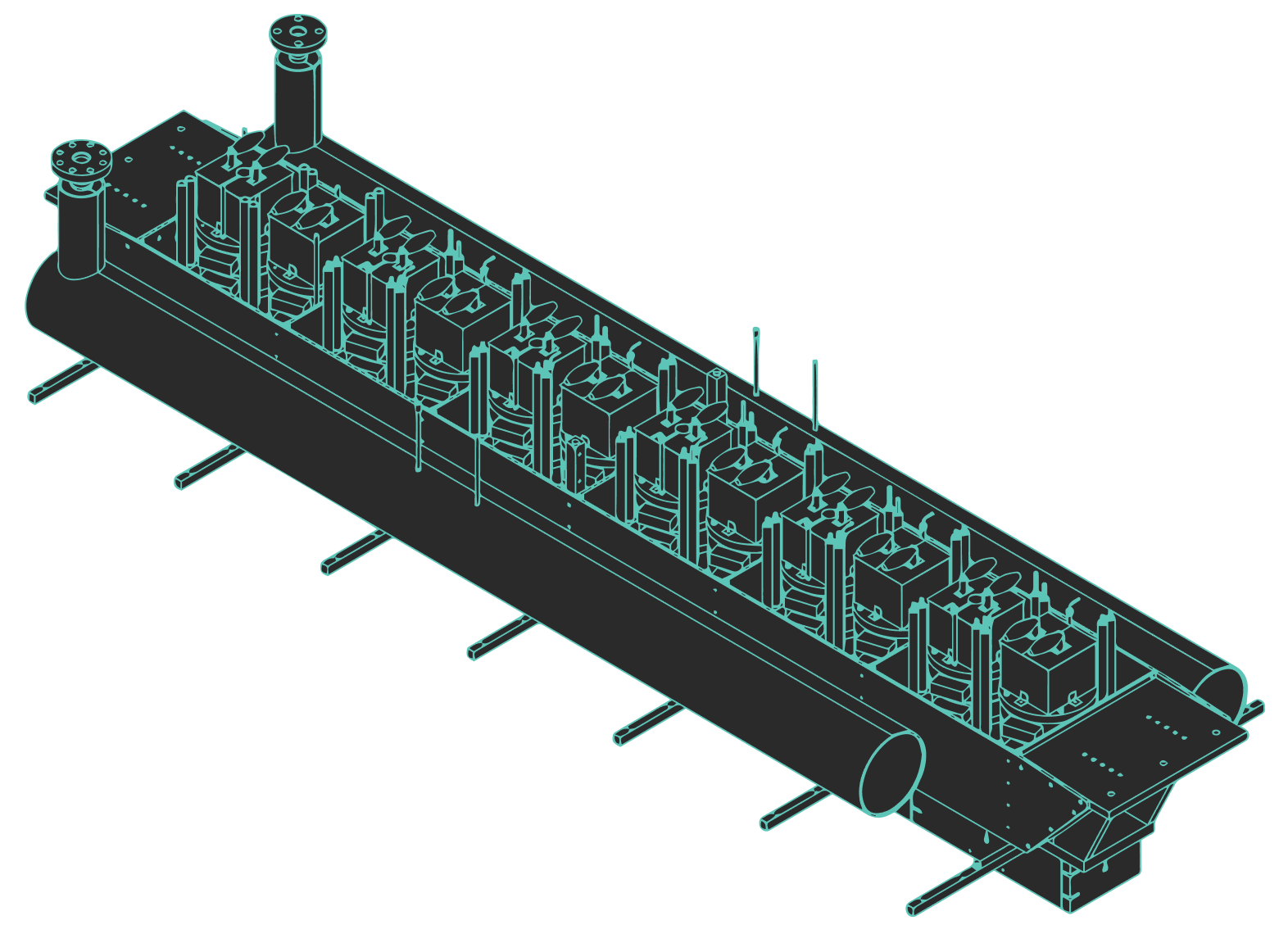 Detailed schematic of Hills Inc. Meltblown fiber extrusion equipment - Image 1
